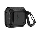 AirPods protective clamshell case in two-colour plastic with hook accessory
