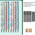Children's cartoon-themed mechanical pencil with 2.0mm thick lead and plastic construction