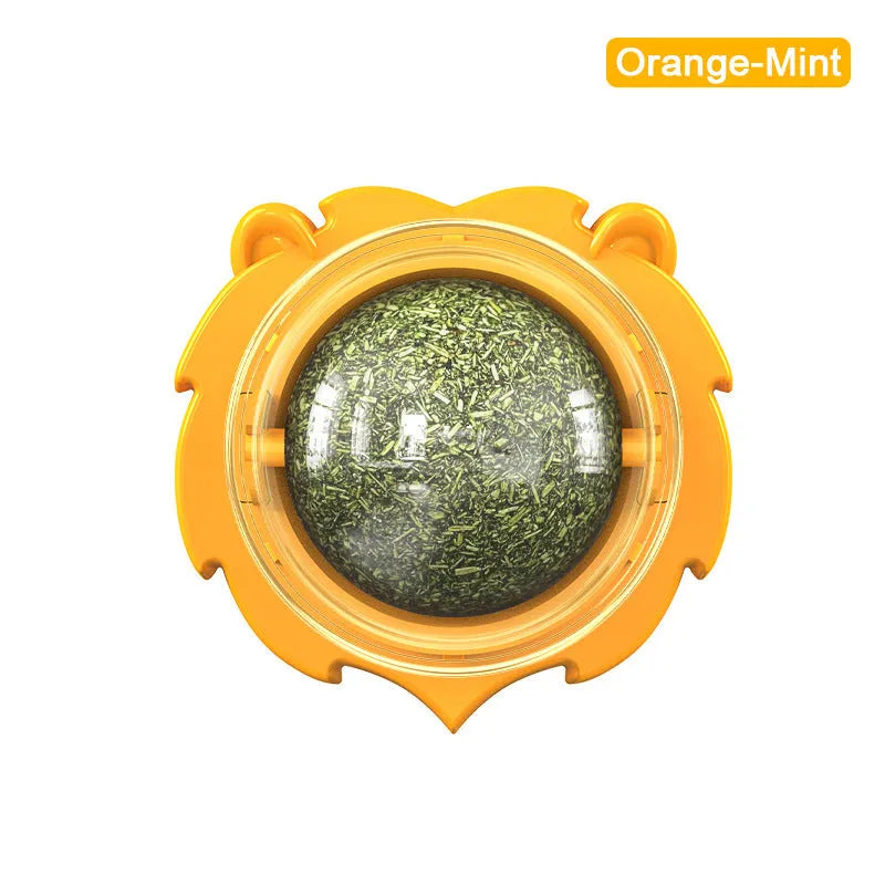 Lion-shaped catnip chew toy with textured molar surfaces in orange colour