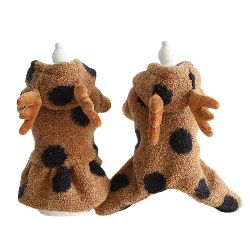 Polka dot pattern pet clothing for dogs and cats in skirt or four leg styles