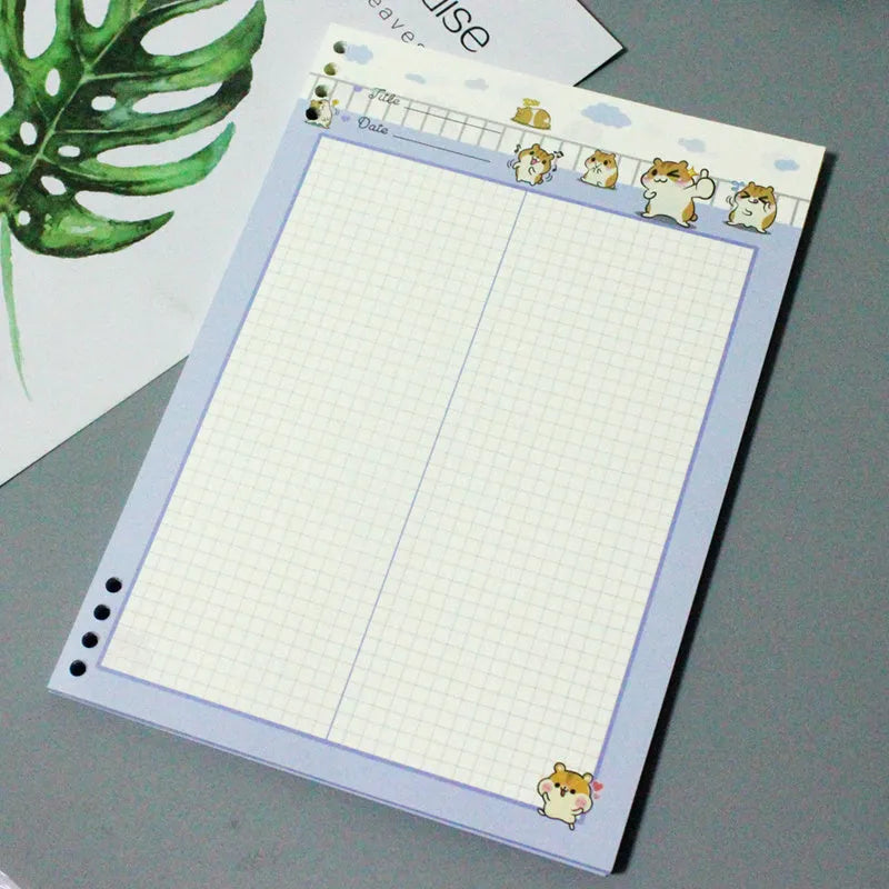 B5 refillable notebook with PP plastic shell in blue, green, pink, yellow, and transparent colours, showing 8-hole binder binding.