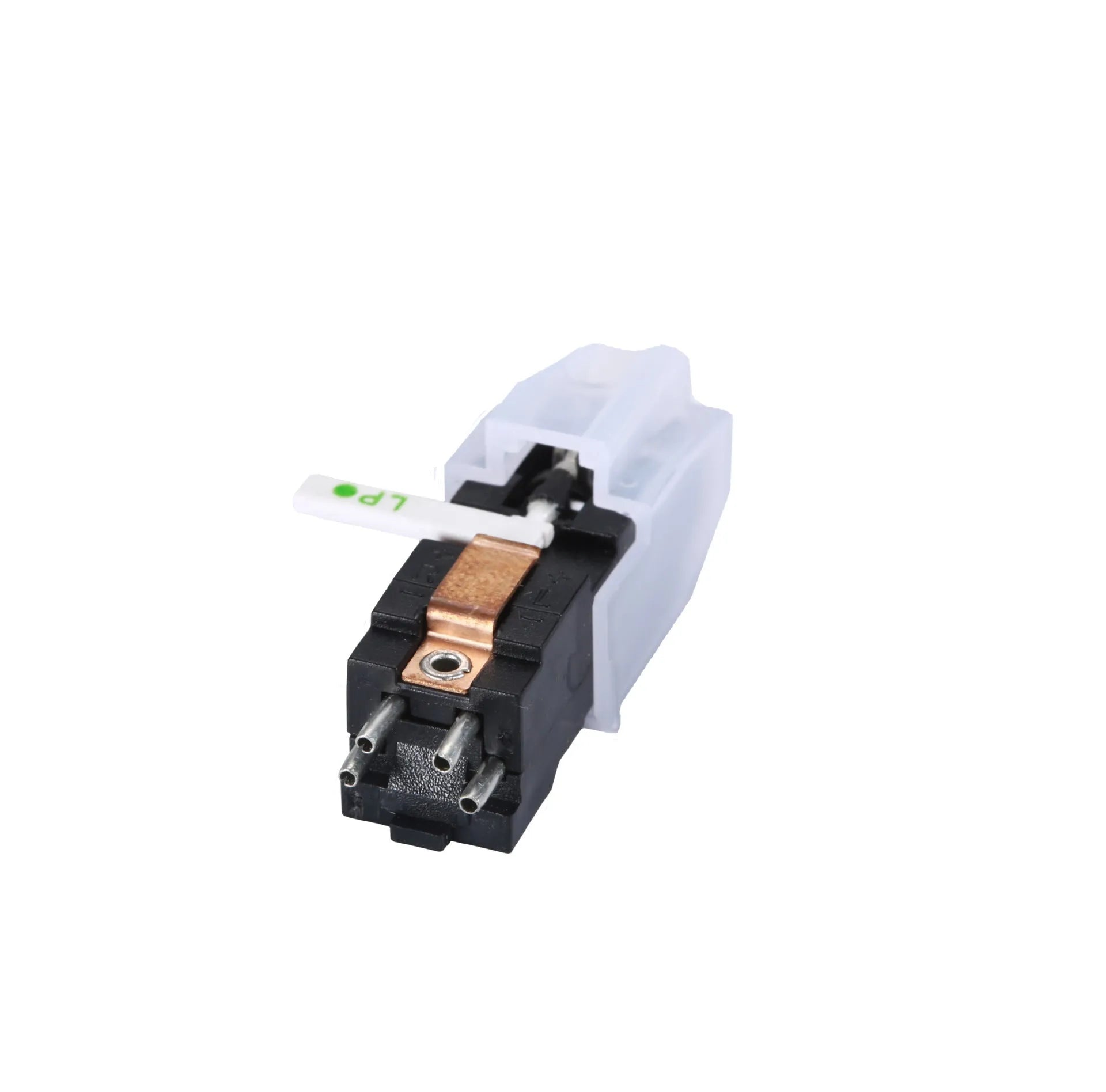 Double needle magnetic cartridge for vinyl record players with ABS plastic shell