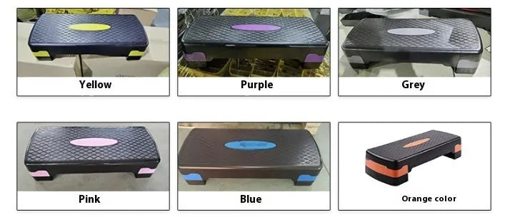 Grey Fit Step aerobics platform for fitness training on a floor.