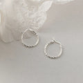 925 silver geometric round clip-on earrings with carved ring design for women Korean style