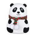 White panda-shaped silicone night light with black accents, showing its compact size and soft LED glow.