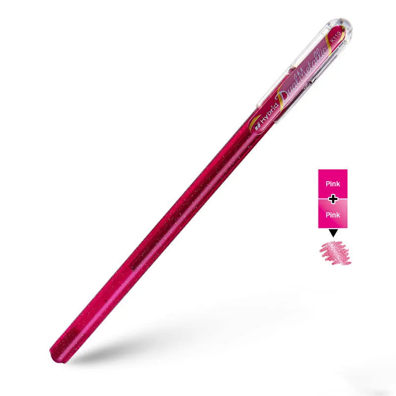 Flash 1.0mm glitter gel pen in multiple colours showing metal barrel and pearlescent ink.