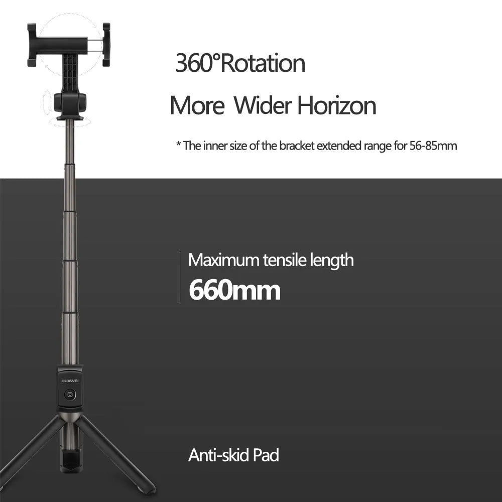 AF15 Bluetooth wireless mini tripod selfie stick folded at 186mm with plastic body in black colour