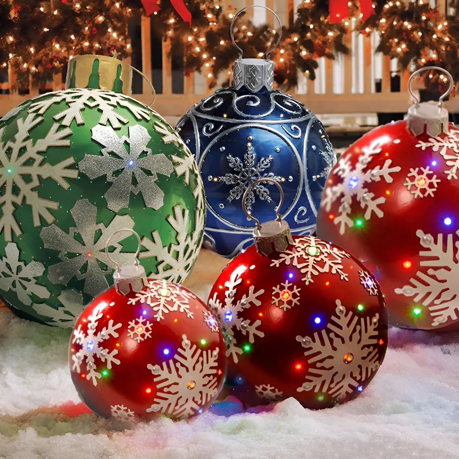 Large 60cm diameter inflatable PVC Christmas ball decoration for outdoor tree hanging