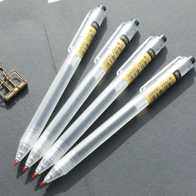 Set of 12 black frosted finish retractable gel pens with 0.5mm tips and two refills
