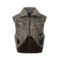 Men's sleeveless denim vest jacket with front zipper in casual summer style