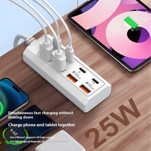 White plastic 8-in-1 Type-C PD fast charge multi-port docking station with 1-2m cable