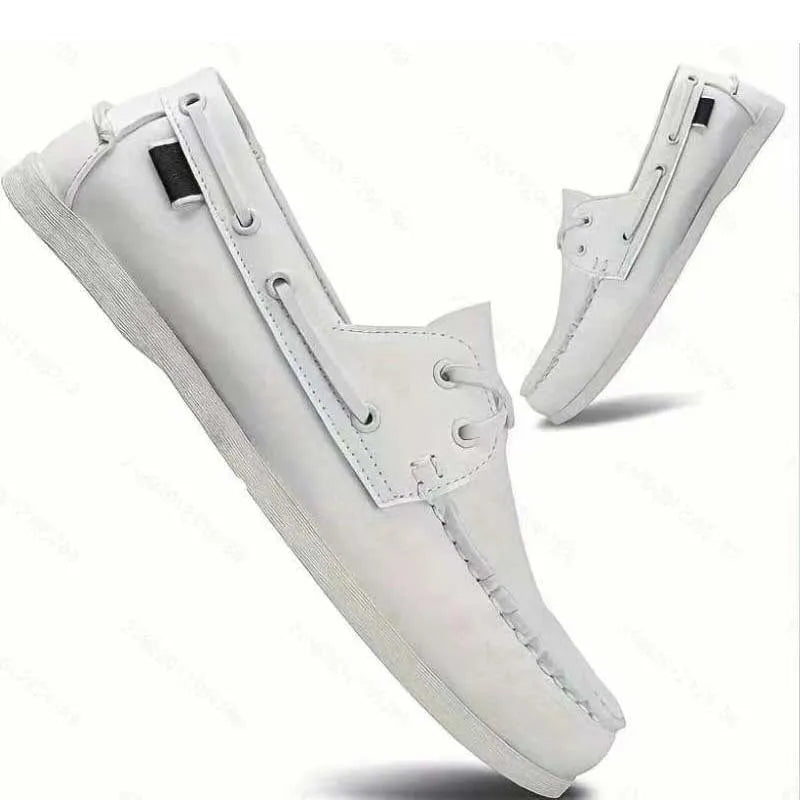 Men's British style flat heel casual shoes in artificial PU, shown in available colours.