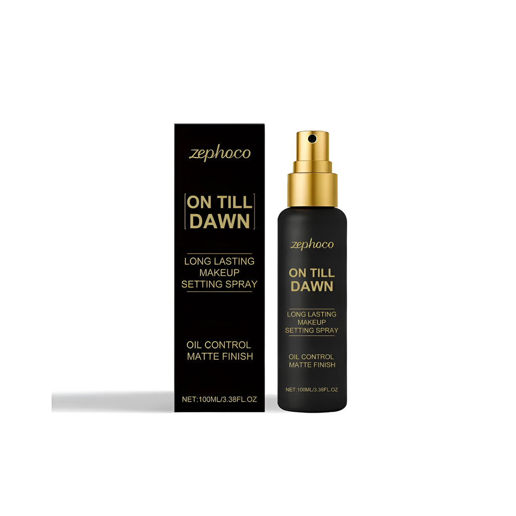 100ml clear bottle of long-lasting makeup setting spray for oil control.