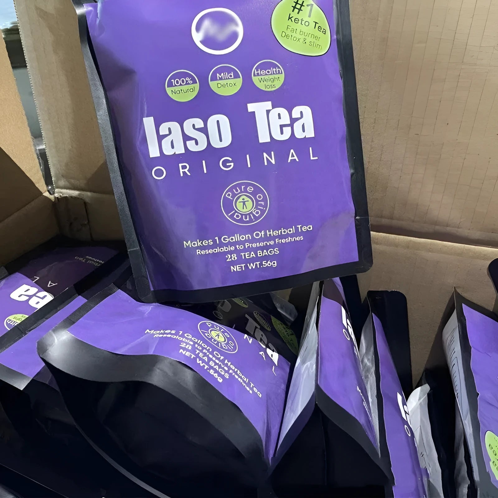 Single sachet of instant slimming tea with sugar-free cold soak formulation