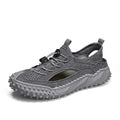 Men's black waterproof sports sandals with leather mesh upper and elastic band fastening
