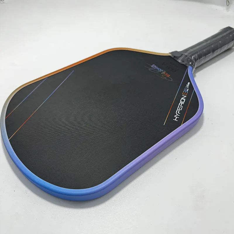 Multicolour aurora matte pickleball racket with carbon fibre frame and honeycomb core construction