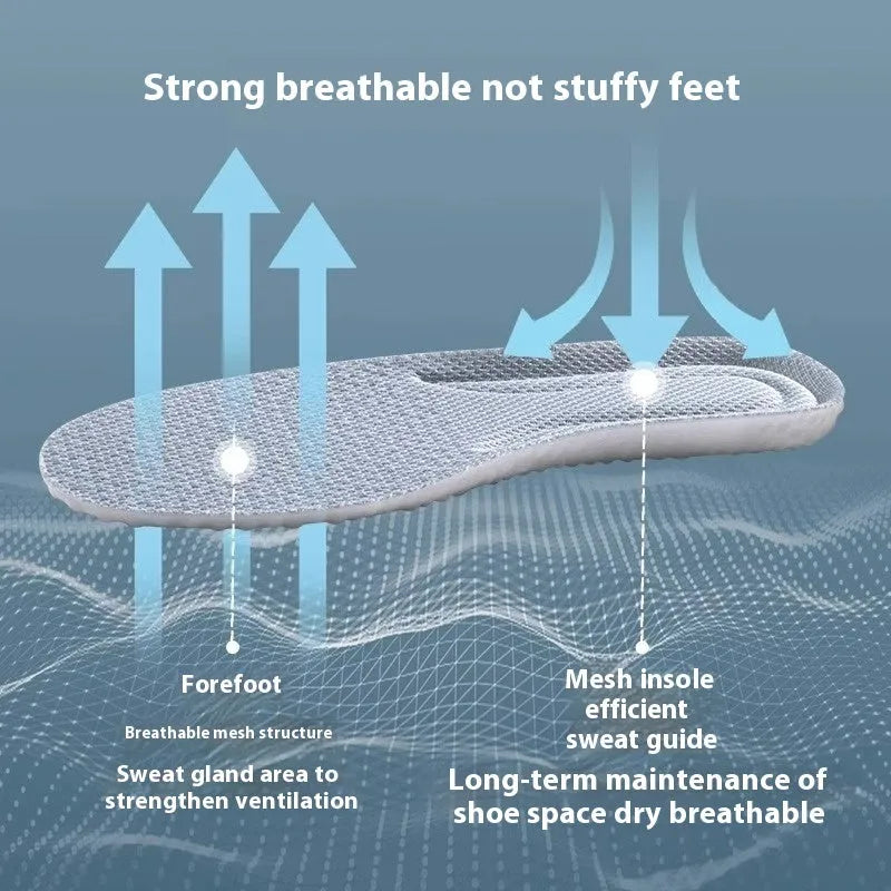 Grey trimmable deodorant sports insole made from PU foam on a white background.