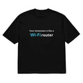 Black men's loose-fit T-shirt with a 3D digital cartoon print on the front.