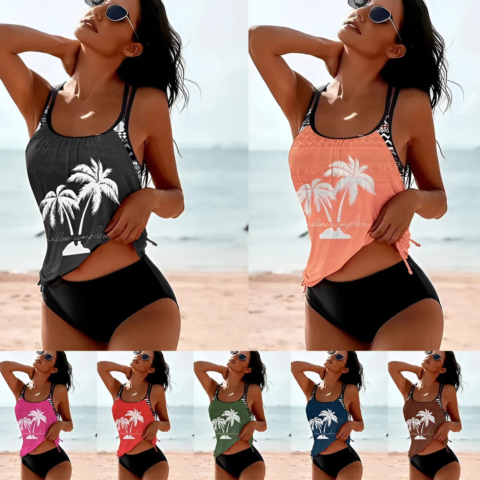 Tangini women's split bikini briefs in loose fit, available in multiple colours.