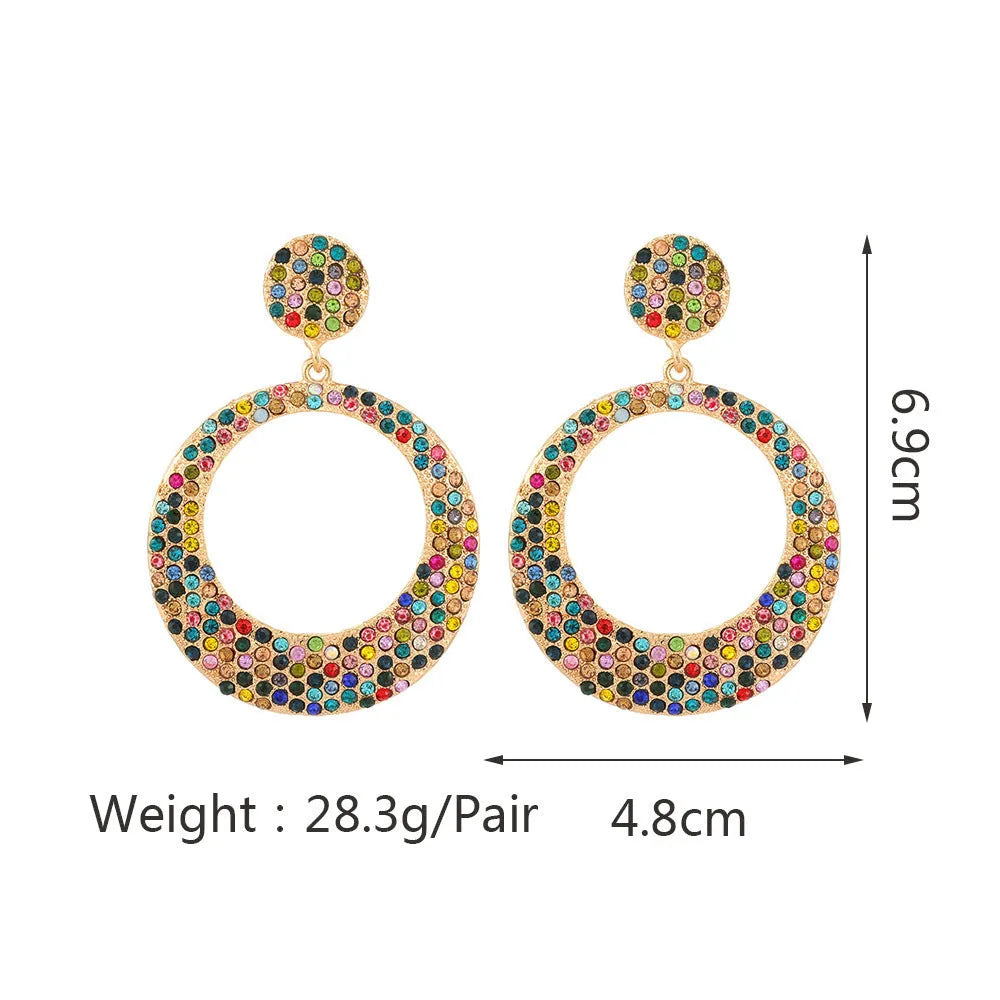 Women's colourful metal earrings with cartoon-style diamond pendants for European fashion