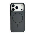 Frosted blue magnetic iPhone case with a built-in AI photography button on the side.