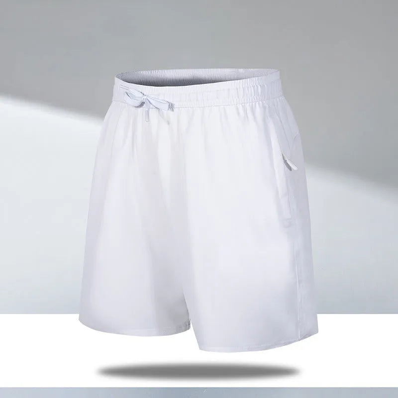Men's loose fit quick-drying beach shorts in polyester ice silk fabric available in multiple colours