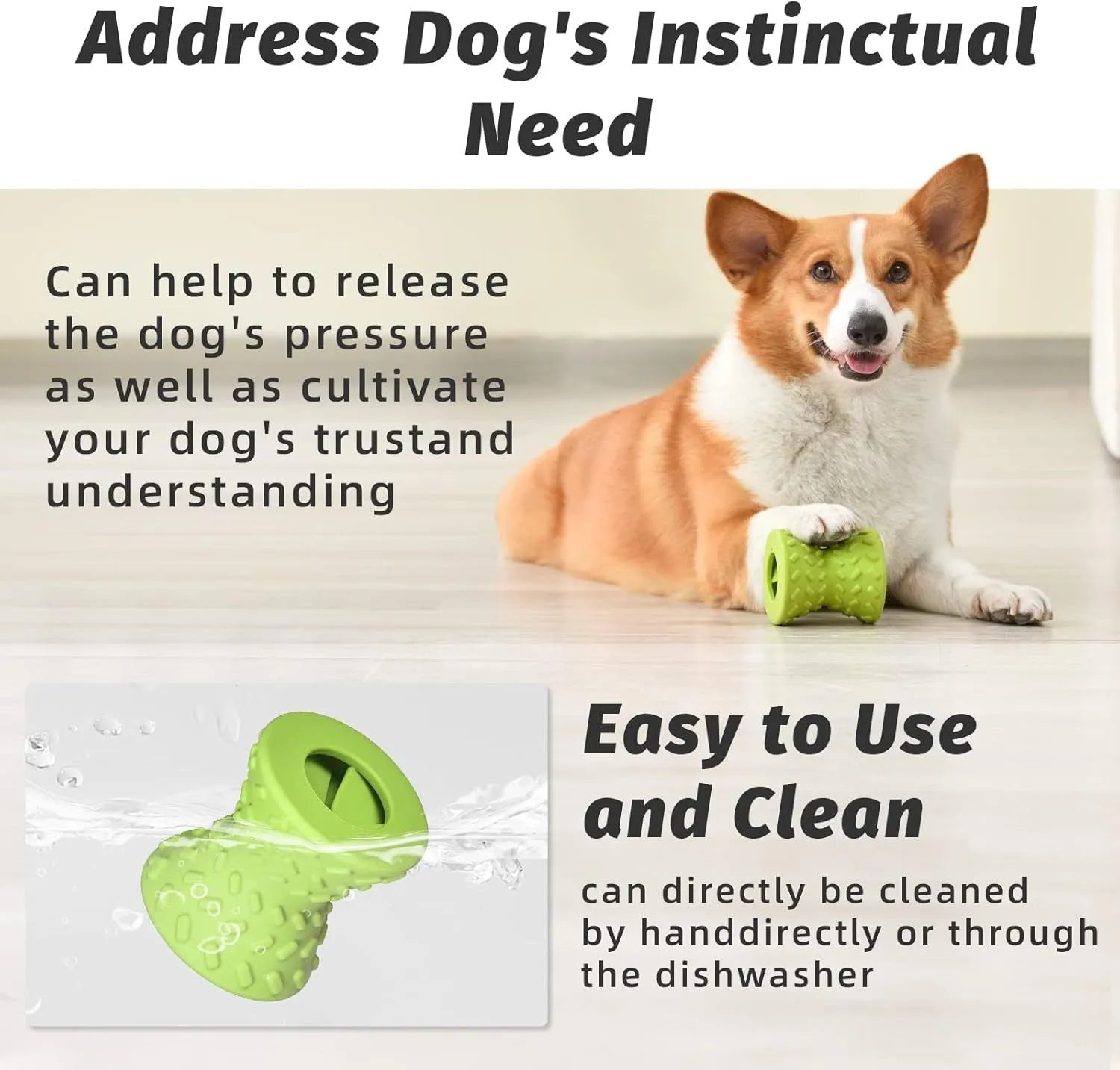 Blue interactive dog bone treat dispensing toy made from natural rubber for aggressive chewers