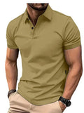 Men's slim fit cotton-mix short sleeve button shirt on a hanger in multiple colour options.