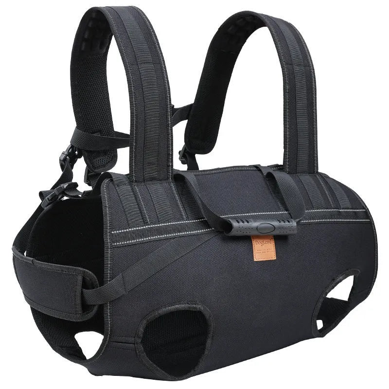 Black Oxford cloth dog backpack for medium and large breeds in three sizes