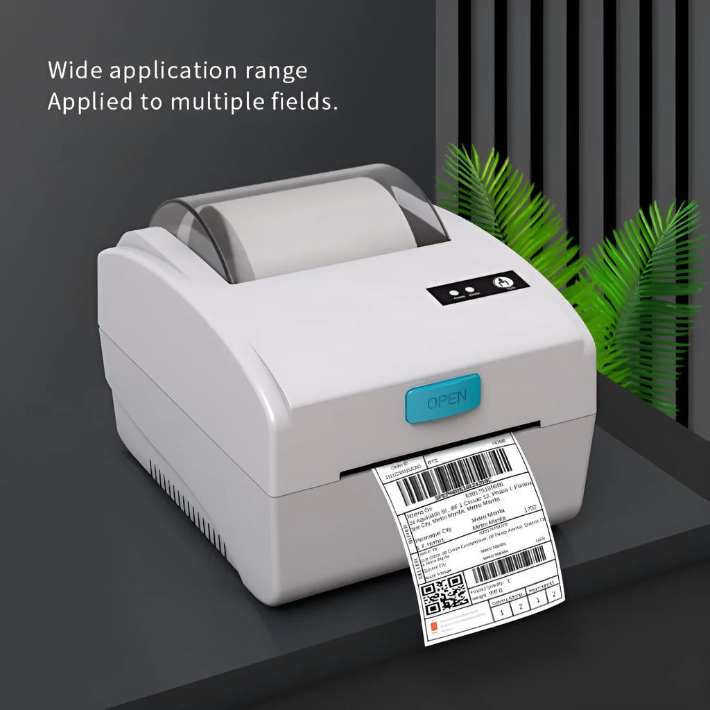 White Bluetooth thermal label printer with compact design for heat-sensitive labels