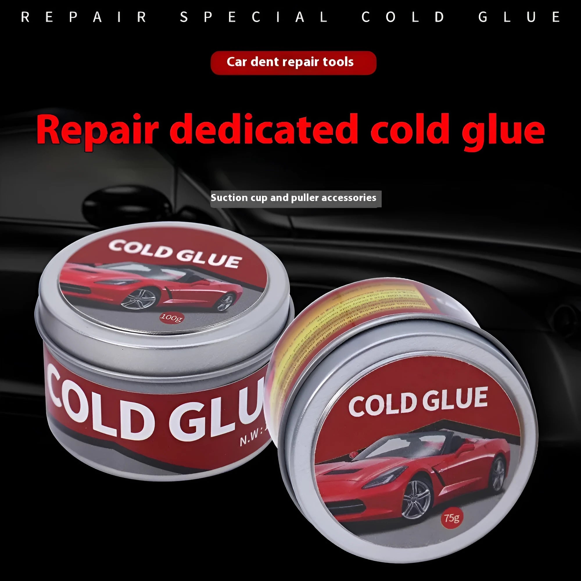 Tube of automobile dent repair cold glue for car panel depression repair.