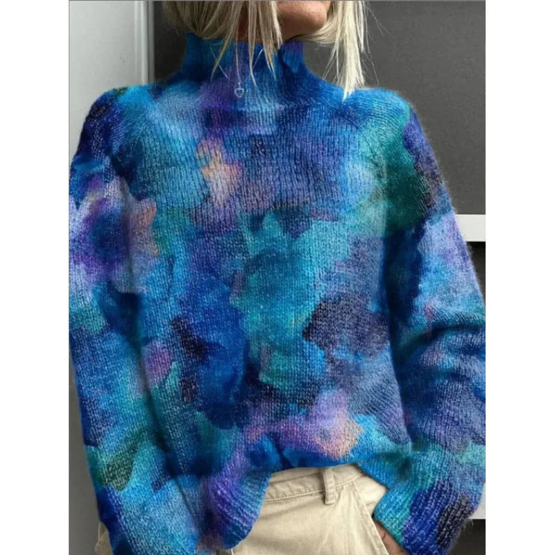 Women's abstract Christmas print casual top in polyester fabric