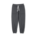 Retro men's tapered ankle-tied sweatpants in dark gray with drawstring elastic waist