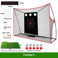 Golf swing wedge training net with 3-hole design, straw mat, and practice balls