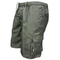 Men's loose fit casual work trousers in polyester fabric, shown in multiple colour options including black and camouflage.