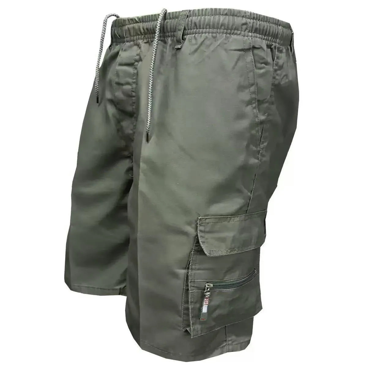 Men's loose fit casual work trousers in polyester fabric, shown in multiple colour options including black and camouflage.