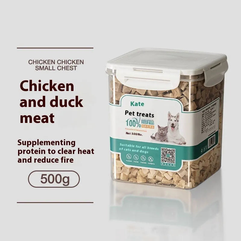 Freeze-dried chicken cat treats 500g in resealable bag or storage tin
