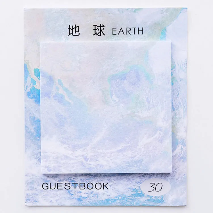 Square planet sticky notes notepad with oil painting artwork of celestial bodies