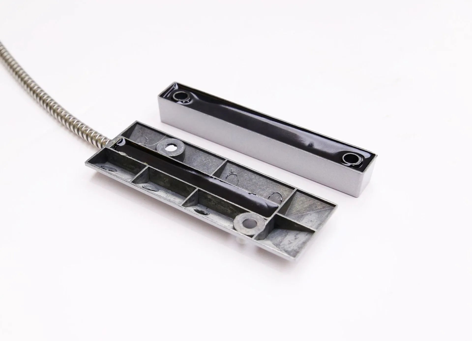 Silver wireless rolling shutter door magnetic detector with sensor housing weight 300g