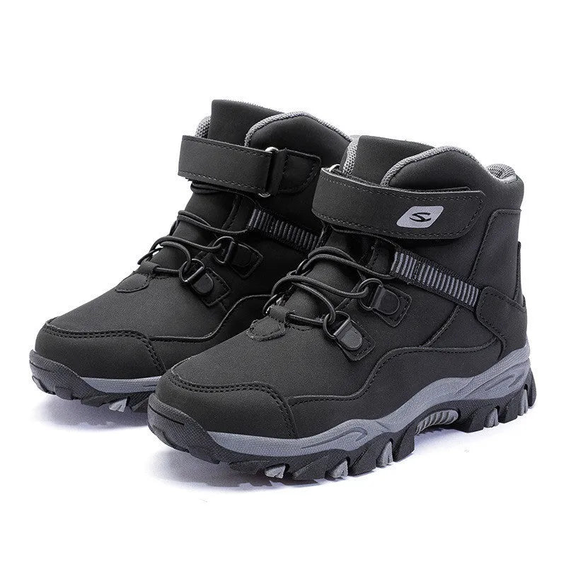Hobby Bear children's black Martin boots with adjustable buckle and rubber sole