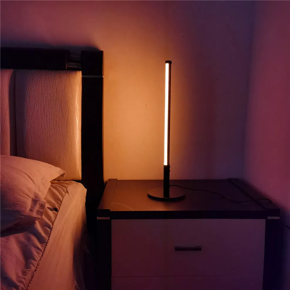 Black retro aluminium LED atmosphere lamp with 14cm diameter 48.5cm height dimensions