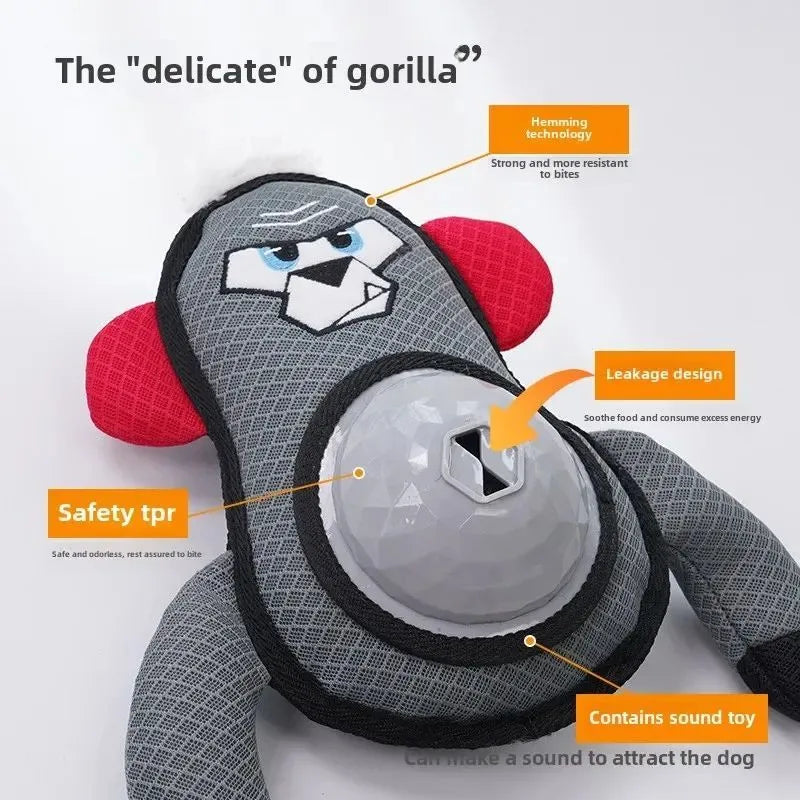Missing food dog toy in gorilla shape with paper sound, bite-resistant fabric, green colour