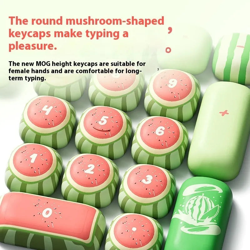 Watermelon and blue PBT keycap set for mechanical keyboards with sublimation print.