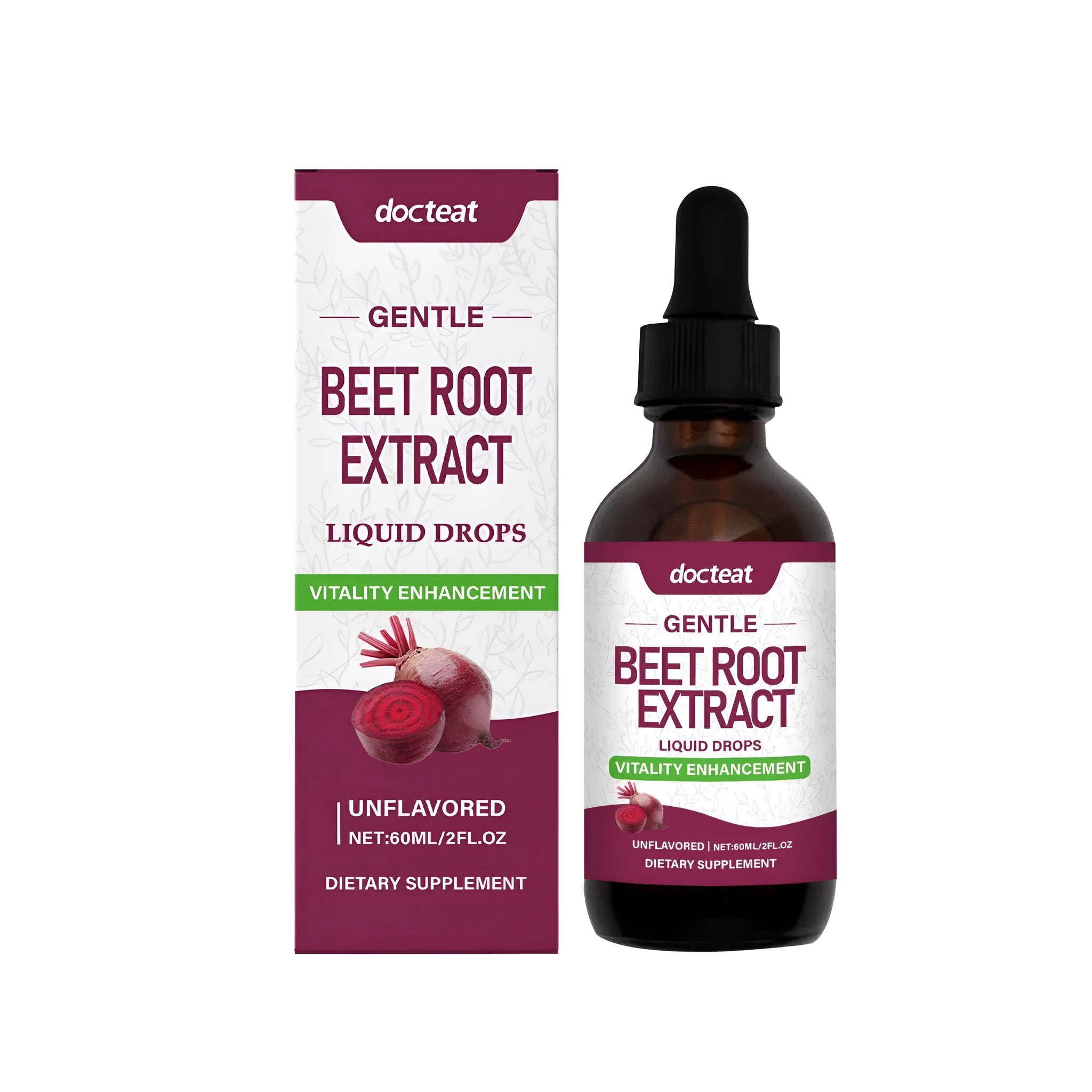 60ml bottle of beetroot drops nutritional supplement with beetroot powder