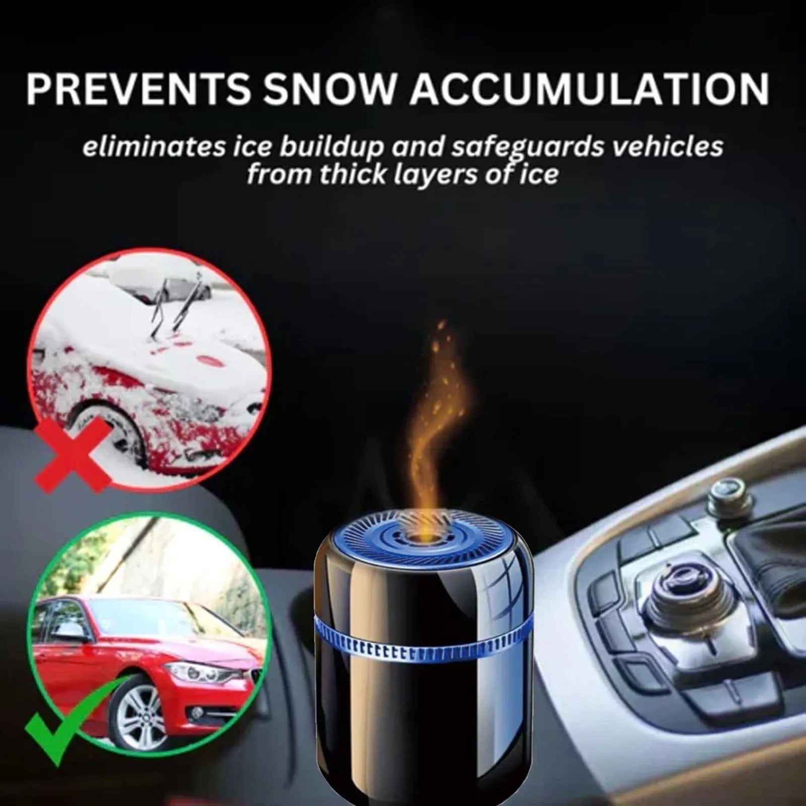 Compact car windscreen deicing tool measuring 5.6cm by 6.8cm