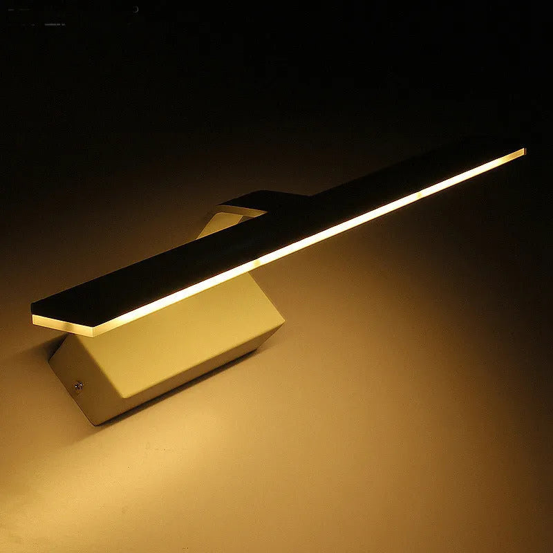 White LED mirror headlight for bathroom with positive white, warm white, and tri-colour dimmable lighting options.