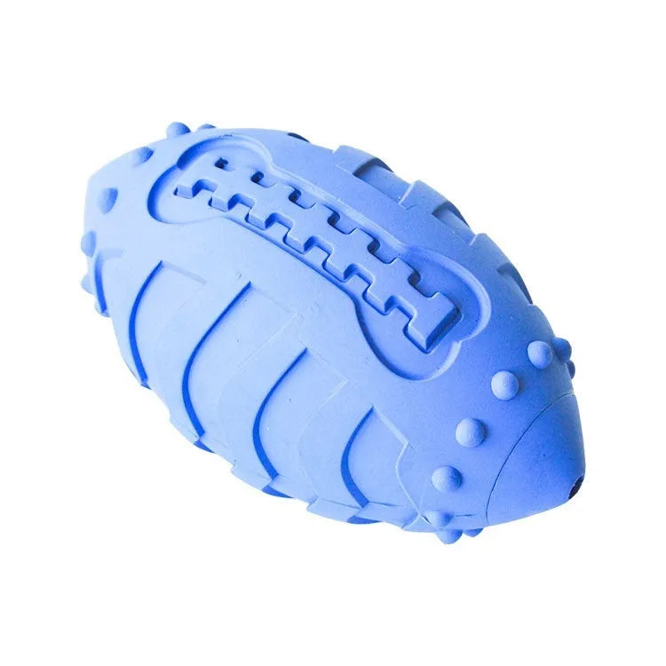 Thickened green rubber rugby ball dog chew toy for teeth cleaning and training