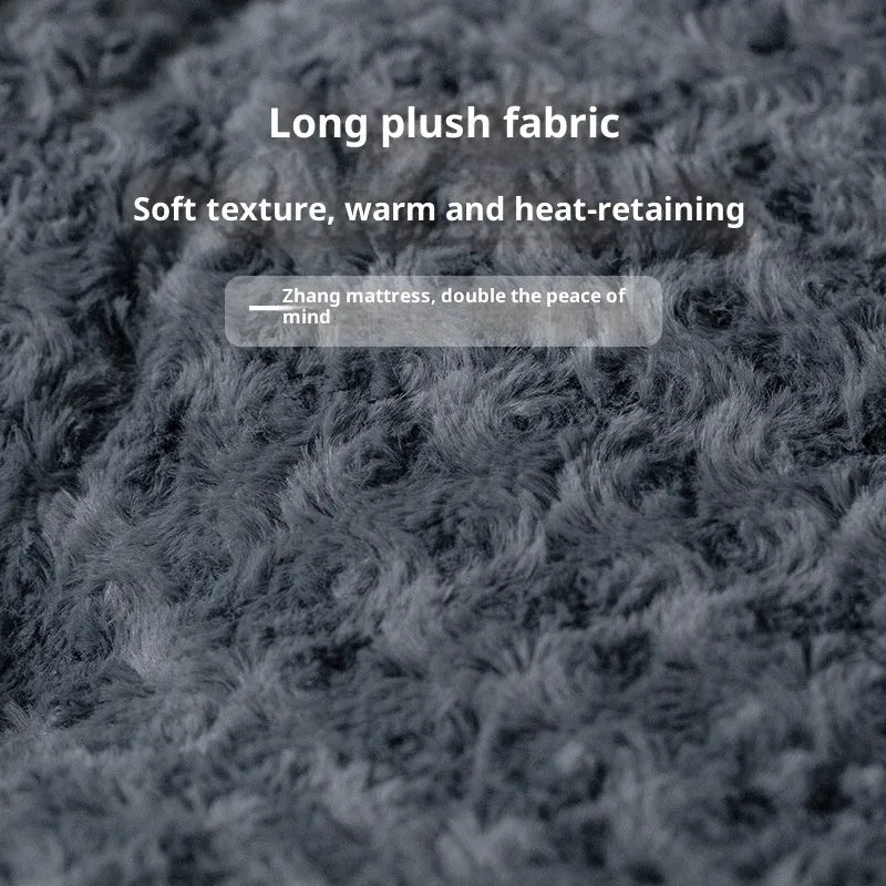 Dark gray embossed velvet thick square pet mat for dogs with cushioned cloth surface in size L