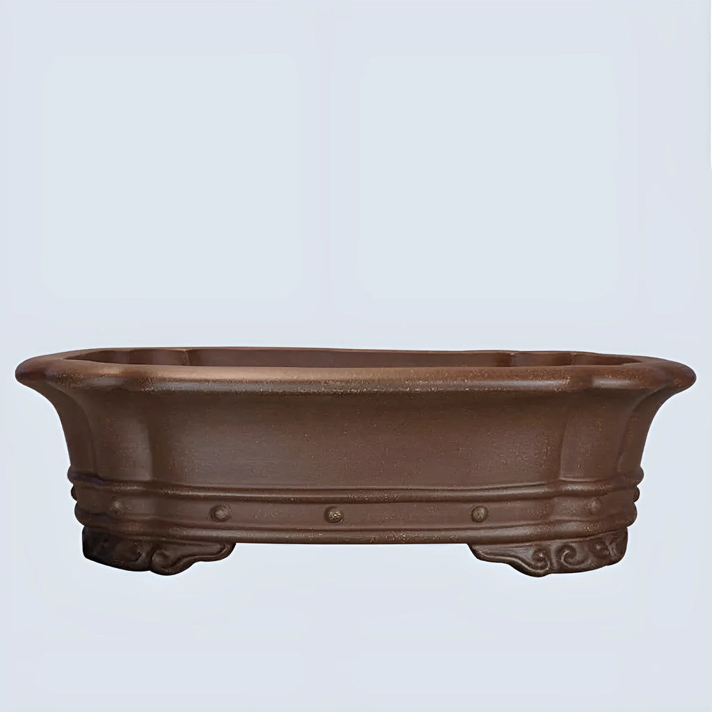 Handmade purple sand rectangular antique flower pot for desktop plants, dimensions 51x41x14cm.