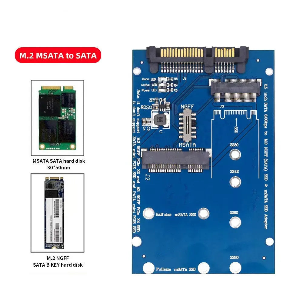 SATA3 to M.2 NGFF MSATA SSD conversion adapter card in black and blue options
